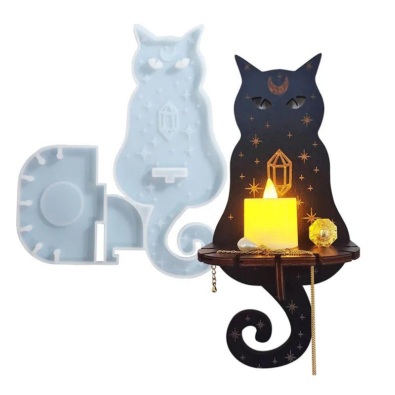 Crystal Resin Mold Magic Cat Wall Candlestick Home Decoration Silicone Mold - Ammpoure Wellbeing