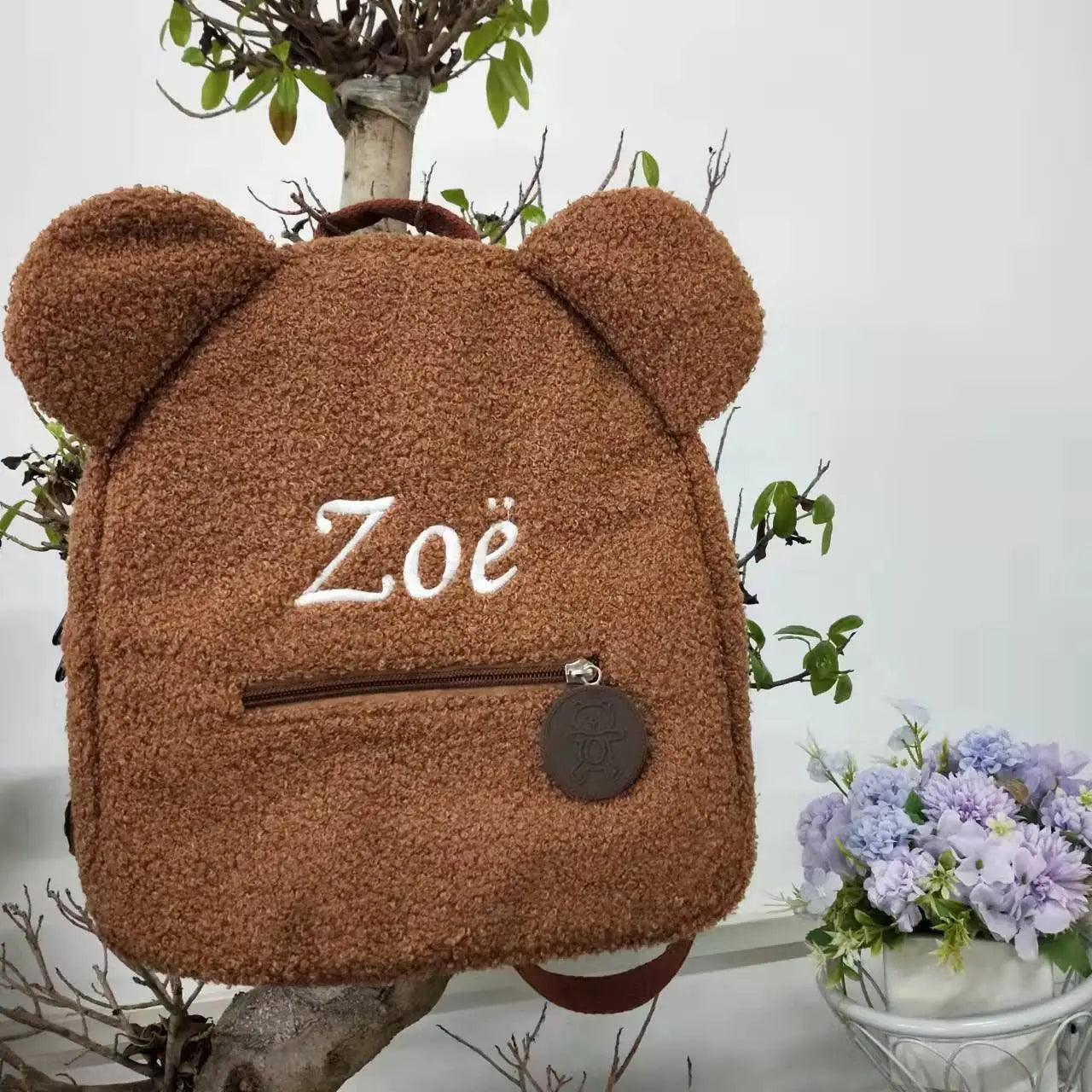 Customized Embroidery Bear Backpack Embroidered Portable Children Travel Shopping Rucksack Women's Cute Bear Shoulder Backpack - Ammpoure Wellbeing