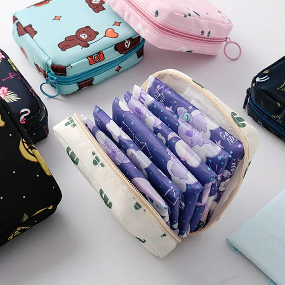 Cute Bear Large Capacity Sanitary Napkin Storage Bags Girls Cartoon Physiological Period Tampon Organiser Bag Mini Bag - Ammpoure Wellbeing