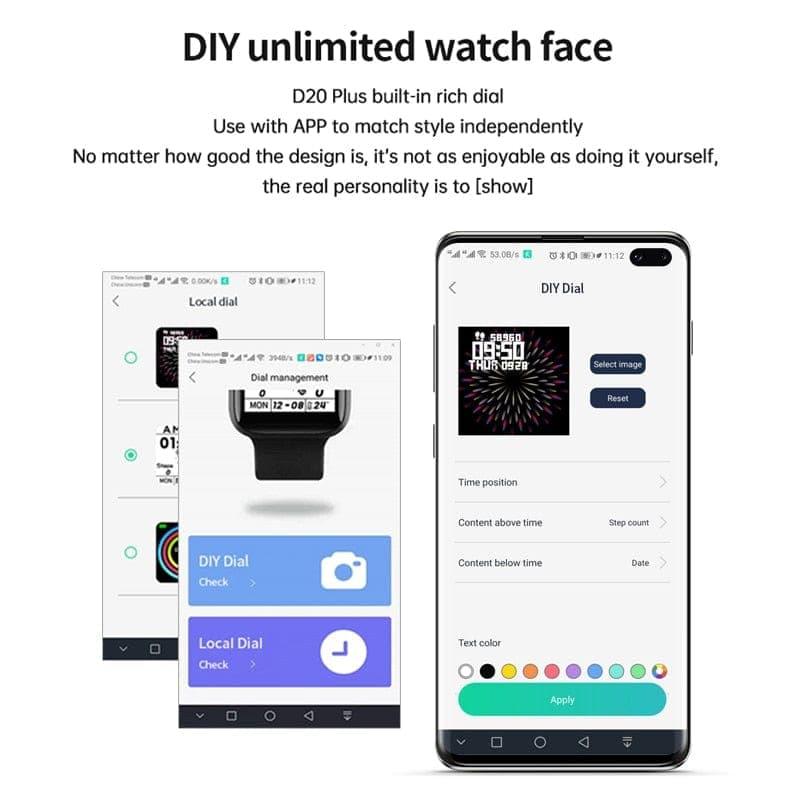 D20 Smart Watch Men Sport Fitness Tracker Blood Pressure Heart Rate Monitor Y68 Women Bracelet For Android IOS Xiaomi Kids - Ammpoure Wellbeing