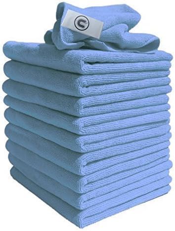 DCS Microfibre Cleaning Cloth, Blue, Pack of 10, Large Size: 40x40cm. Super Soft Premium Streak Free Washable Cloth Duster for Kitchen, Bathrooms, Surfaces, Mirrors, Car, Motorbike - Ammpoure Wellbeing