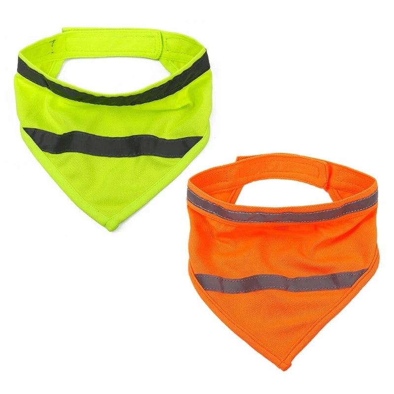 Dog Bandanas Reflective Strips Scarf Safety Pet Hunting Bandanas Apparel Accessory Easy to Wear Orange/Yellow - Ammpoure Wellbeing