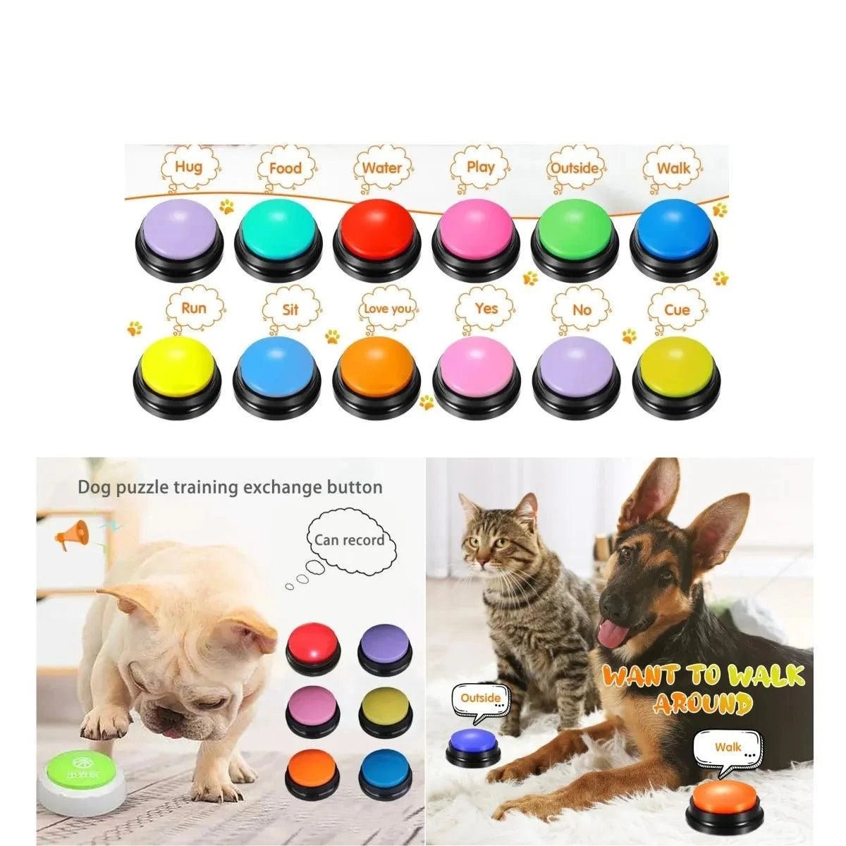 Dog Communication Buttons Voice Recording Button for Pet Training Buzzer 30 Second Record Playback Funny Gift for Talking - Ammpoure Wellbeing