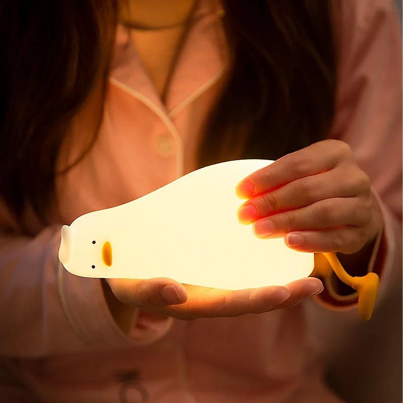 Duck Rechargeable LED Night Light Pat Silicone Lamp Bedside Cartoon Cute Children Nightlights for Home Room Decor Birthday Gift - Ammpoure Wellbeing