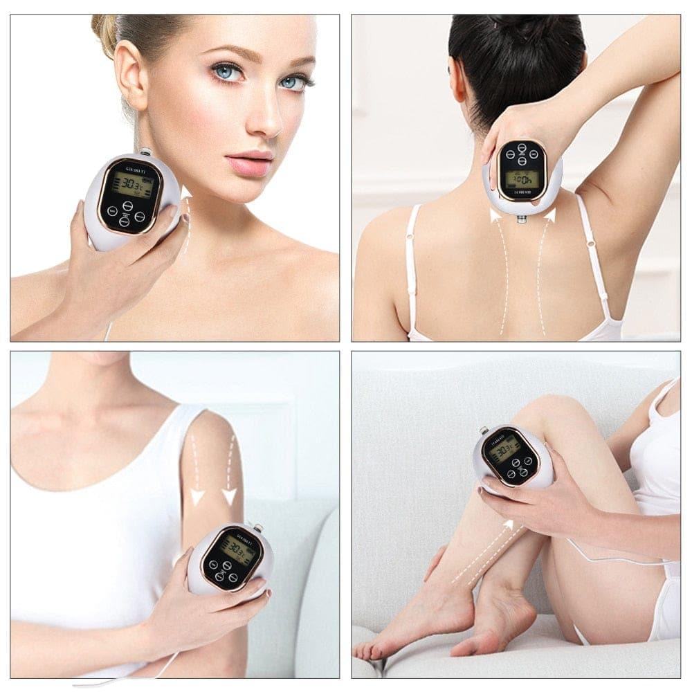 Electric Cupping massage LCD Display Guasha Scraping EMS Body massager Vacuum Cans Suction Cup IR Heating Fat Burner Slimming - Ammpoure Wellbeing
