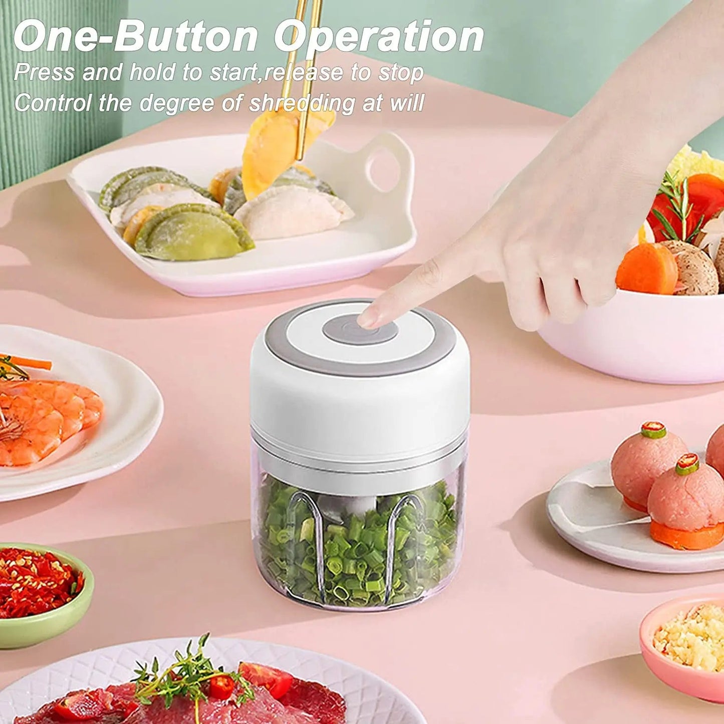 Electric Kitchen Food Chopper Mini Garlic Masher Crusher USB Portable Meat Grinder Vegetable Chopper For Kitchen Gadgets - Ammpoure Wellbeing