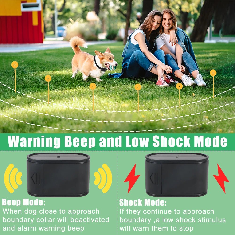 Electric Pet Fence System With Waterproof Sound Shocked Dog Training Collar Puppy Containment Accessories - Ammpoure Wellbeing