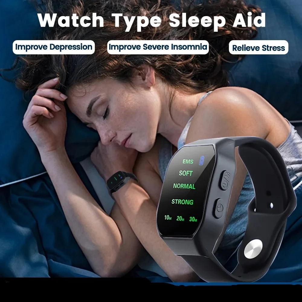 EMS Sleep Aid Watch Microcurrent Pulse Sleeping Anti - anxiety Insomnia Hypnosis Device Fast Sleep Rest Wristband Watch Relief - Ammpoure Wellbeing