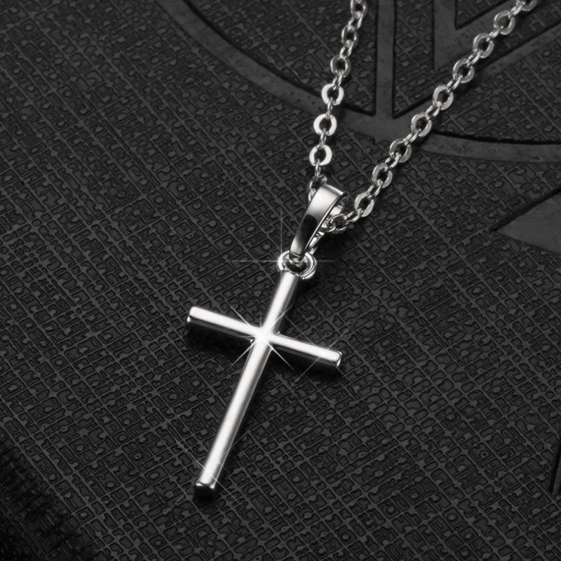 Fashion Christian Jesus Cross Necklaces Silver Color Long Chain Simple Pendants For Women Men Jewelry Gifts Dropshipping - Ammpoure Wellbeing