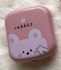 Fashion Cute Pink Little Bear Rabbit Duck Portable Contact Lens Case for Women Travel Holder with Mirror Contact Lenses Box - Ammpoure Wellbeing