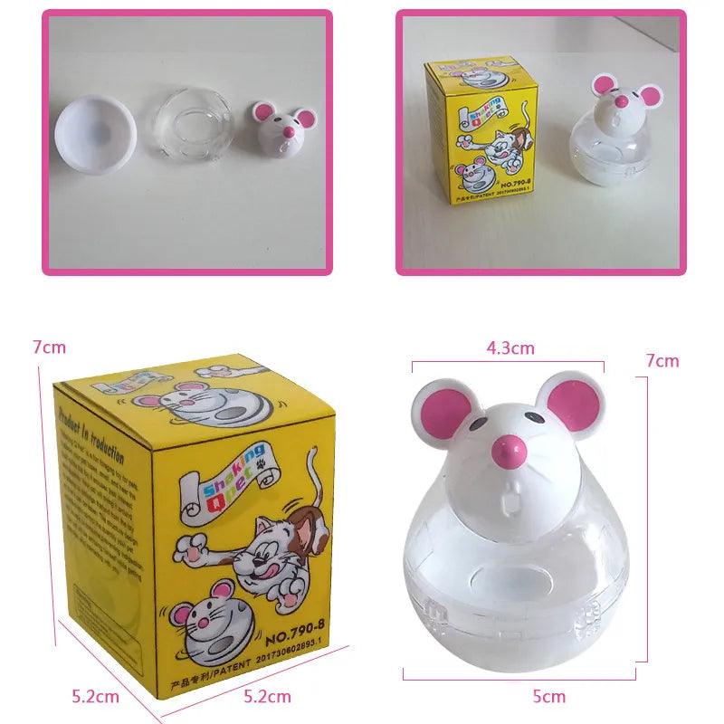 Food Leakage Tumbler Feeder Treat Ball Cute Little Mouse Toys Interactive Toy for Cat Food Slow Feeding Pet Toy Supplies - Ammpoure Wellbeing