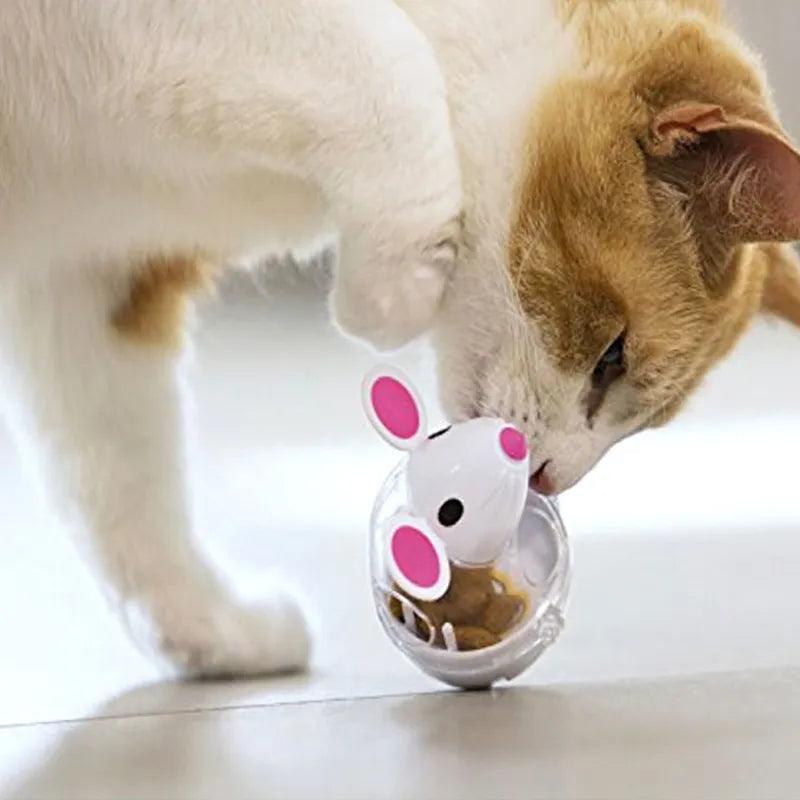 Food Leakage Tumbler Feeder Treat Ball Cute Little Mouse Toys Interactive Toy for Cat Food Slow Feeding Pet Toy Supplies - Ammpoure Wellbeing