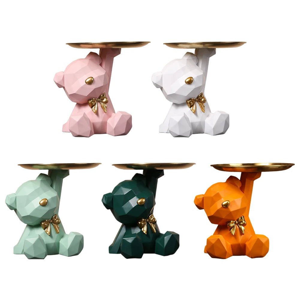 Geometric Bear Key Holder Figurine Entrance Crafts Resin Desk Decoration Candy Sundries Household Supplies for Home Living Room - Ammpoure Wellbeing