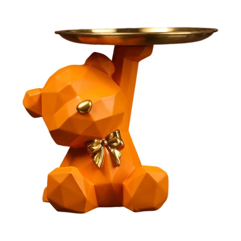 Geometric Bear Key Holder Figurine Entrance Crafts Resin Desk Decoration Candy Sundries Household Supplies for Home Living Room - Ammpoure Wellbeing