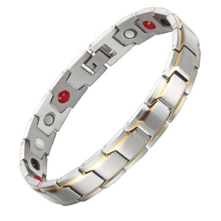 Gold Plated UK Blood Pressure Magnetic Titanium Bio Energy Bracelet For Men Women - Ammpoure Wellbeing