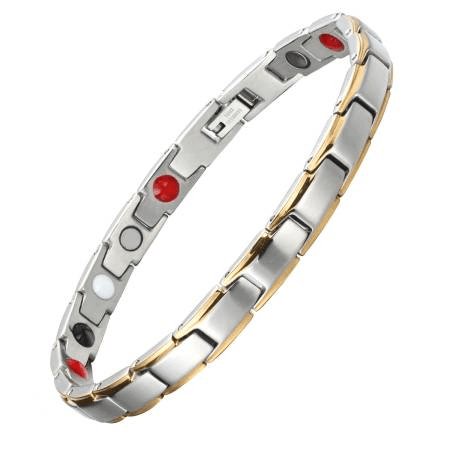 Gold Plated UK Blood Pressure Magnetic Titanium Bio Energy Bracelet For Men Women - Ammpoure Wellbeing