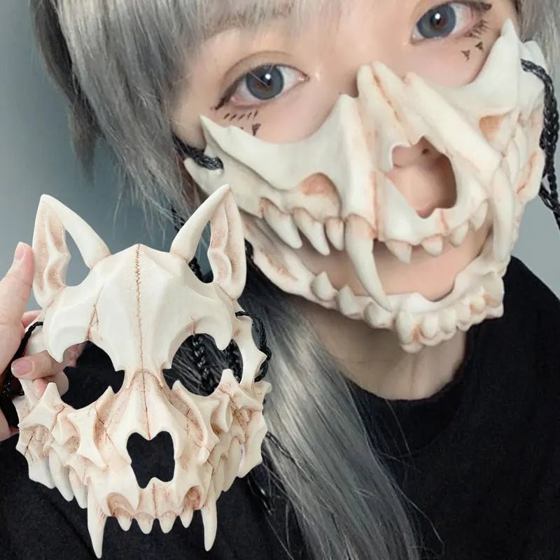 Halloween Skull Party Mask Anime Dragon God Skeleton Half Face Masks Bone Skull Animals Mask Cosplay Dance Prom Costume Props - Ammpoure Wellbeing