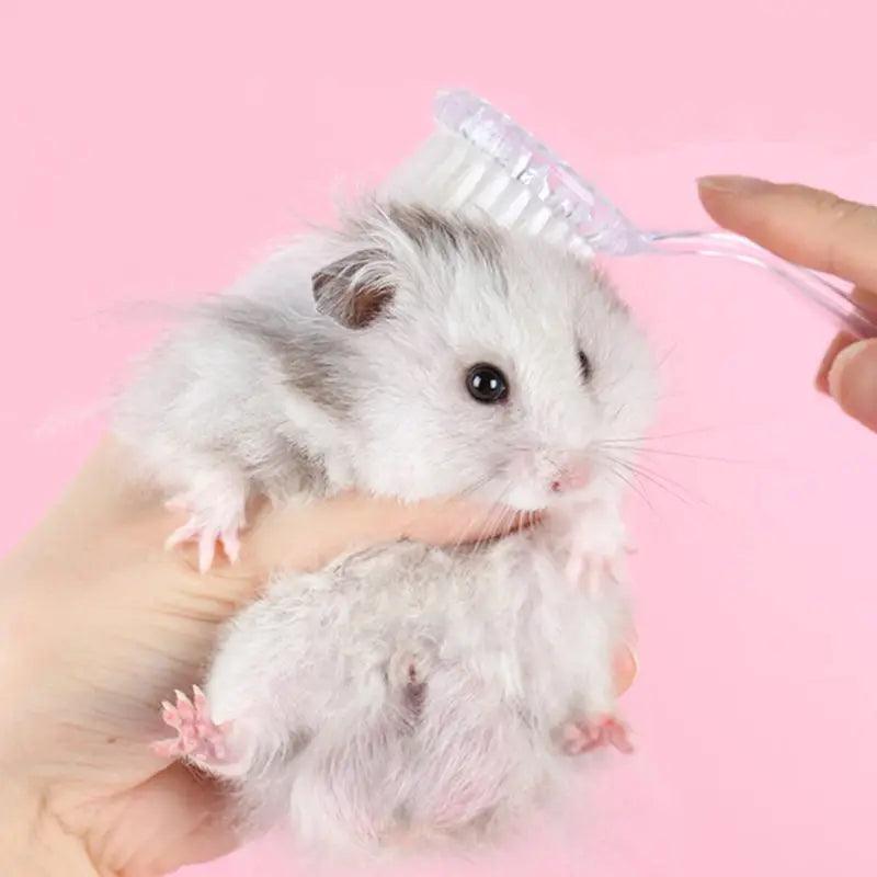 Hamster Brush Small Animal Bath Brush with Lid Soft Cleansing Brush Massage Combs for Hedgehog Guinea Pig Rabbit Chinchilla - Ammpoure Wellbeing