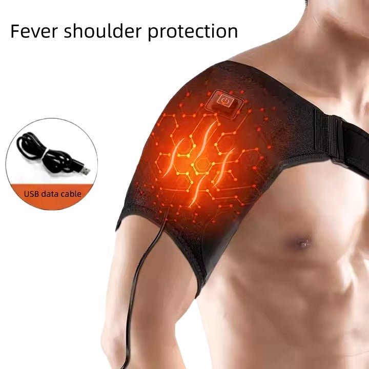 Heat Therapy Shoulder Brace Adjustable Shoulder Heating Pad for Frozen Shoulder Bursitis Tendinitis Strain Hot Cold Support Wrap - Ammpoure Wellbeing