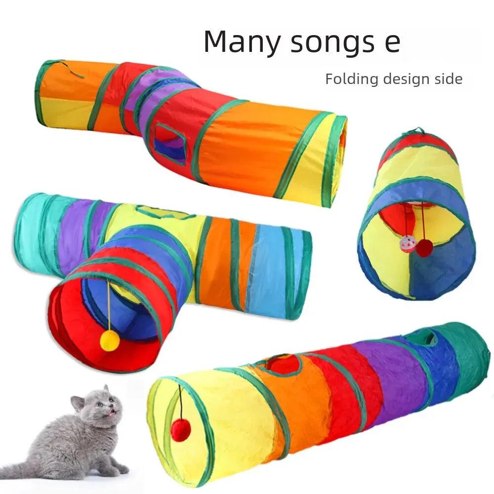 Interactive Pet Toy Rainbow Cat Tunnel Playground Cats Dogs Running Track Rolling Dragon Tunnel Pet Supplies - Ammpoure Wellbeing