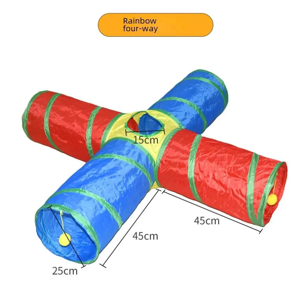 Interactive Pet Toy Rainbow Cat Tunnel Playground Cats Dogs Running Track Rolling Dragon Tunnel Pet Supplies - Ammpoure Wellbeing