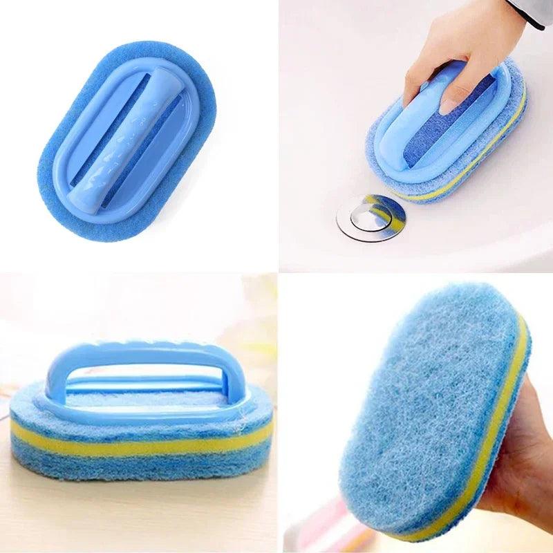 Kitchen Bathroom Toilet Cleaning magic sponge Glass Wall Cleaning Bath Brush Handle Sponge Ceramic Window Slot Clean Brush - Ammpoure Wellbeing