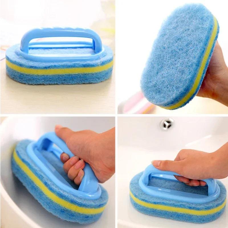 Kitchen Bathroom Toilet Cleaning magic sponge Glass Wall Cleaning Bath Brush Handle Sponge Ceramic Window Slot Clean Brush - Ammpoure Wellbeing