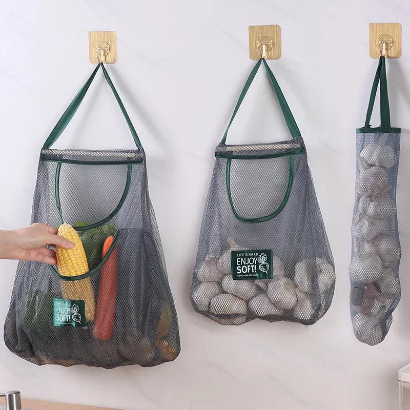 Kitchen Hanging Mesh Bag Large Capacity Home Fruit Vegetable Storage Net Bag For Ginger Garlic Potatoes Onion Mesh Bag - Ammpoure Wellbeing