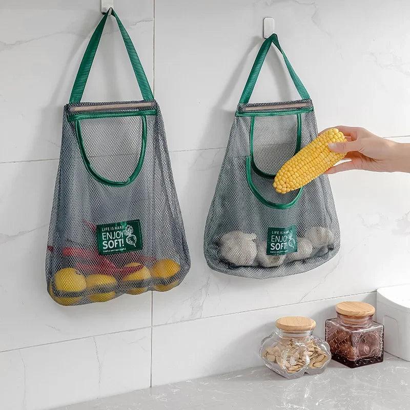 Kitchen Hanging Mesh Bag Large Capacity Home Fruit Vegetable Storage Net Bag For Ginger Garlic Potatoes Onion Mesh Bag - Ammpoure Wellbeing