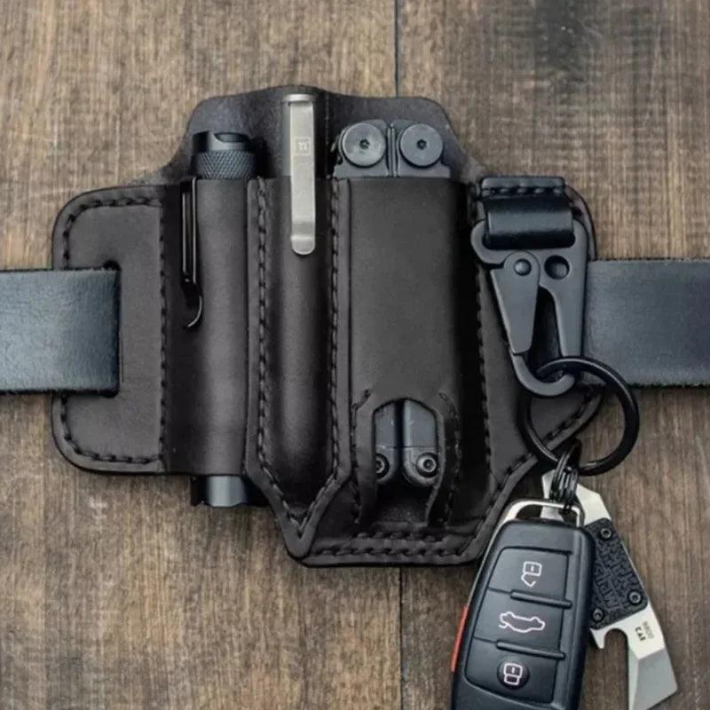 Leather Sheath for Leatherman Multitool Sheath EDC Pocket Organizer with Key Holder for Belt and Flashlight Camping Outdoor Tool - Ammpoure Wellbeing