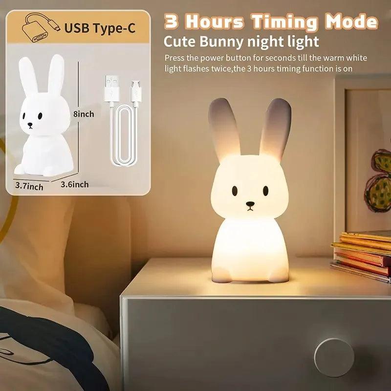 LED Night light Silicone Rabbit Touch Sensor lamp Cute Animal Light Bedroom Decor Gift for Kid Baby Child Table Lamp Home Decor - Ammpoure Wellbeing