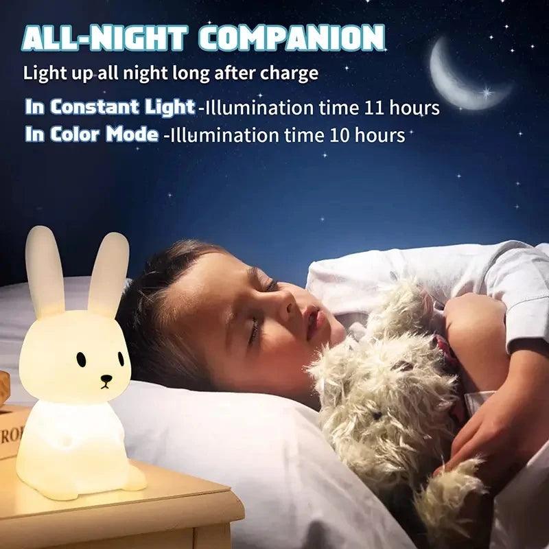 LED Night light Silicone Rabbit Touch Sensor lamp Cute Animal Light Bedroom Decor Gift for Kid Baby Child Table Lamp Home Decor - Ammpoure Wellbeing