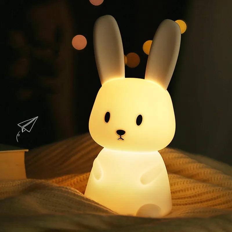 LED Night light Silicone Rabbit Touch Sensor lamp Cute Animal Light Bedroom Decor Gift for Kid Baby Child Table Lamp Home Decor - Ammpoure Wellbeing