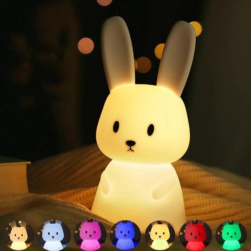 LED Night light Silicone Rabbit Touch Sensor lamp Cute Animal Light Bedroom Decor Gift for Kid Baby Child Table Lamp Home Decor - Ammpoure Wellbeing