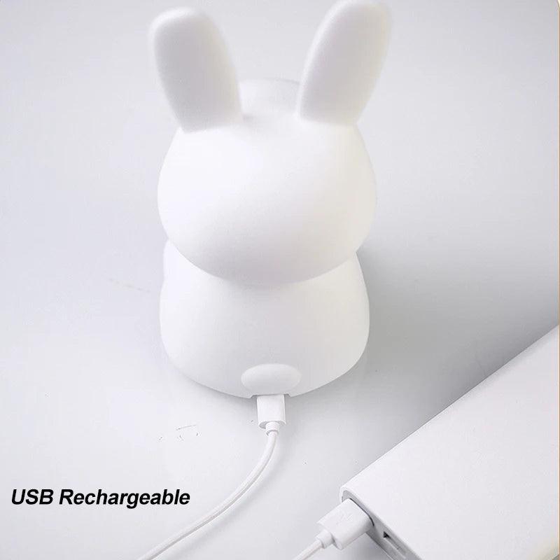 LED Night light Silicone Rabbit Touch Sensor lamp Cute Animal Light Bedroom Decor Gift for Kid Baby Child Table Lamp Home Decor - Ammpoure Wellbeing