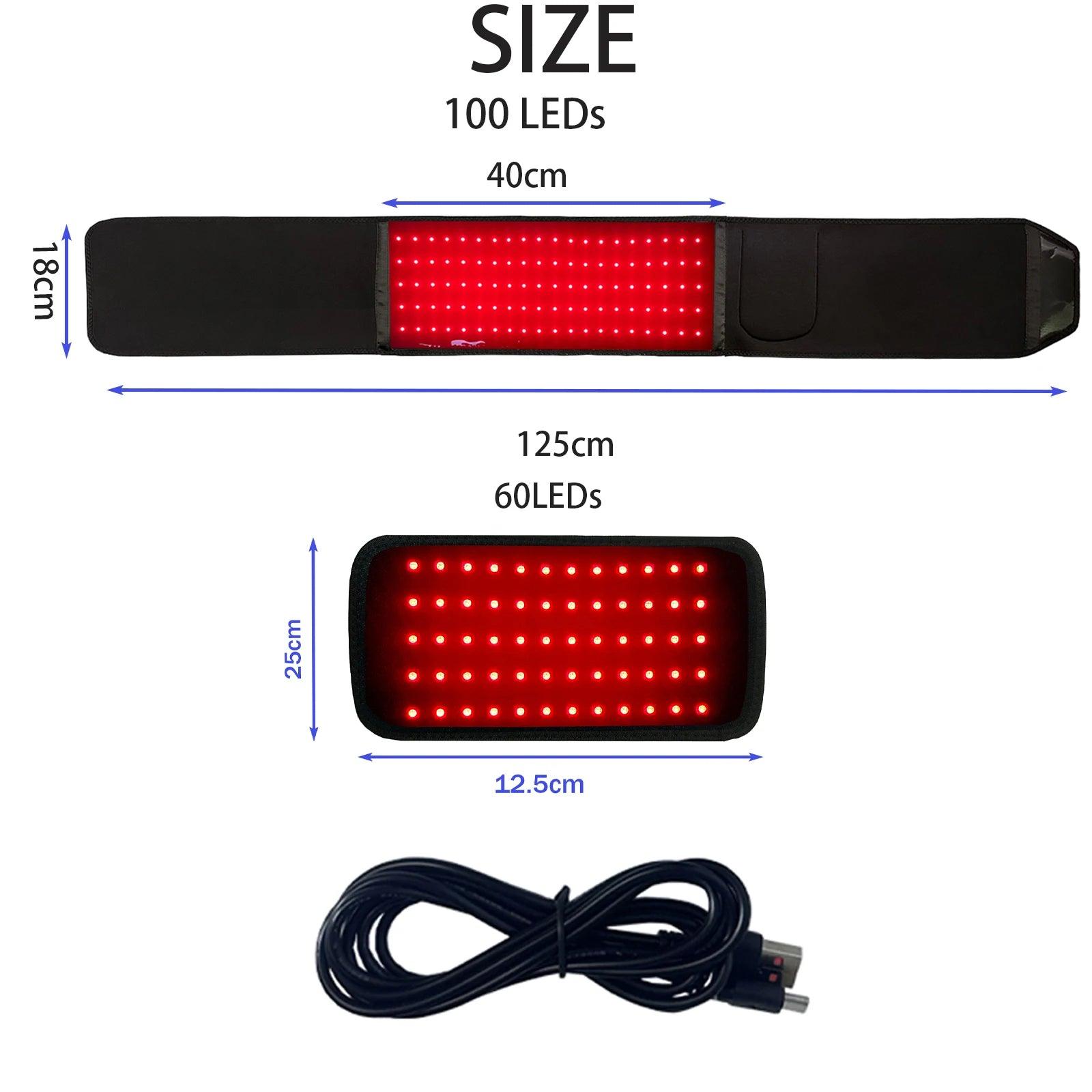 LED Red Light Therapy Belt for Pain Relief 660nm 850nm Red Infrared Light Pad for Waist,Back,Abdomen,Knees,Wrists Joints Muscle - Ammpoure Wellbeing