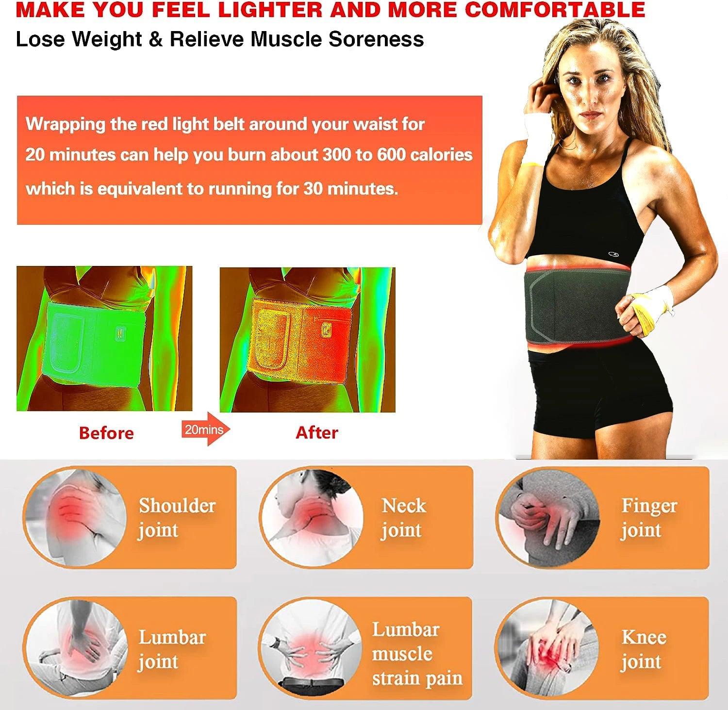 LED Red Light Therapy Belt for Pain Relief 660nm 850nm Red Infrared Light Pad for Waist,Back,Abdomen,Knees,Wrists Joints Muscle - Ammpoure Wellbeing