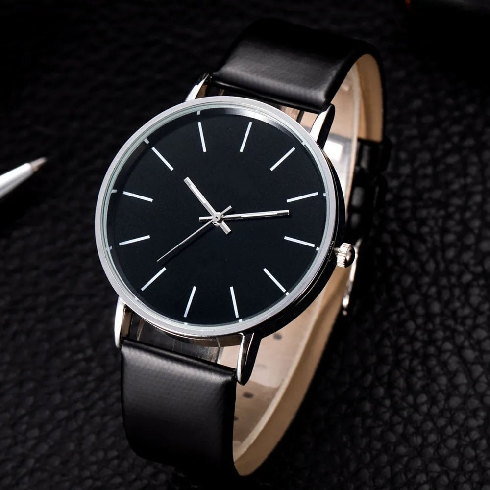 Luxury Brand Men's Watches Fashion Metal Round Dial Analog Quartz Wristwatch for Men Women Leather Band Casual Simple Male Clock - Ammpoure Wellbeing