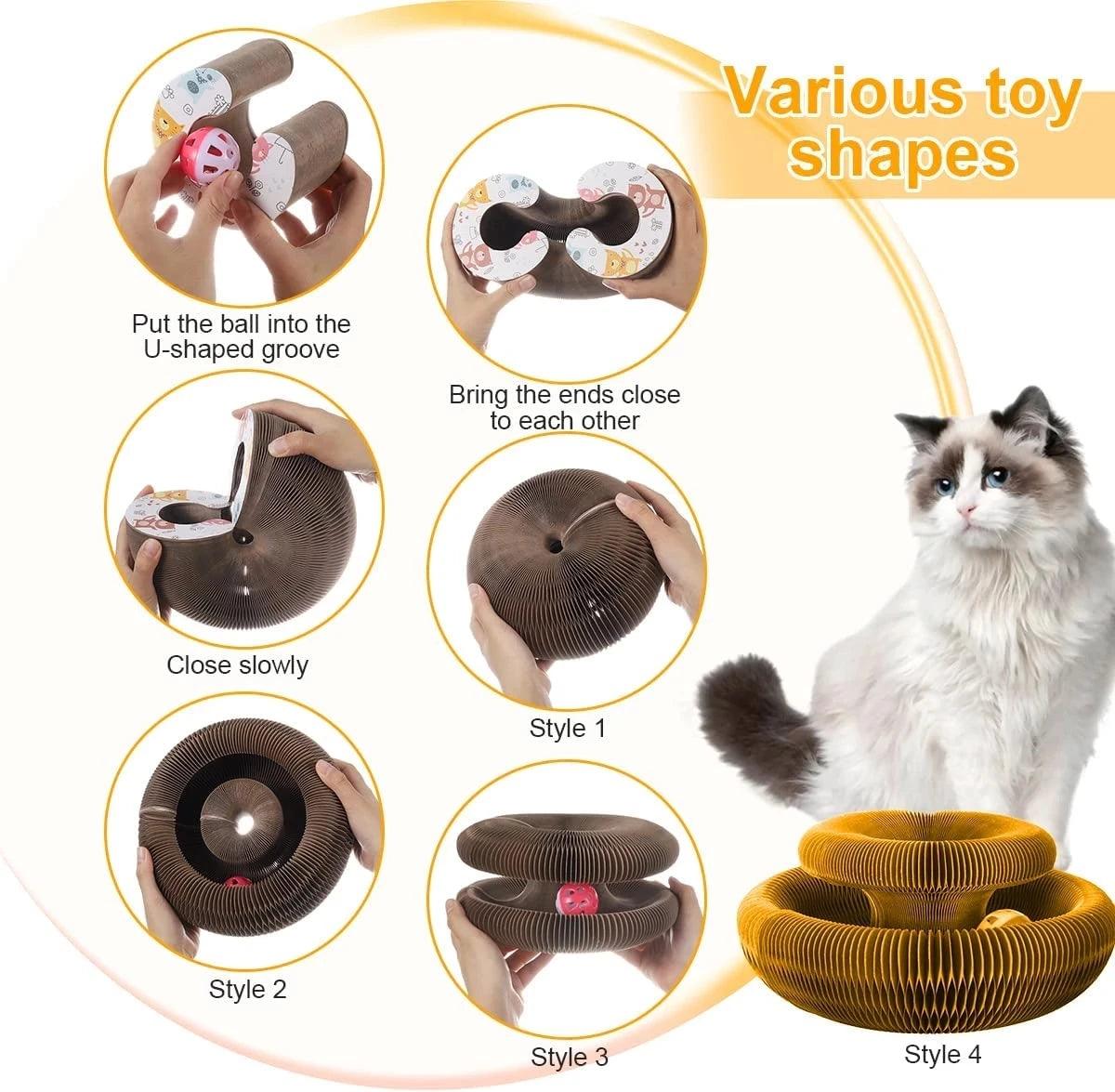 Magic Organ Cat Toy Cats Scratcher Scratch Board Round Corrugated Scratching Post Toys for Cats Grinding Claw Cat Accessories - Ammpoure Wellbeing