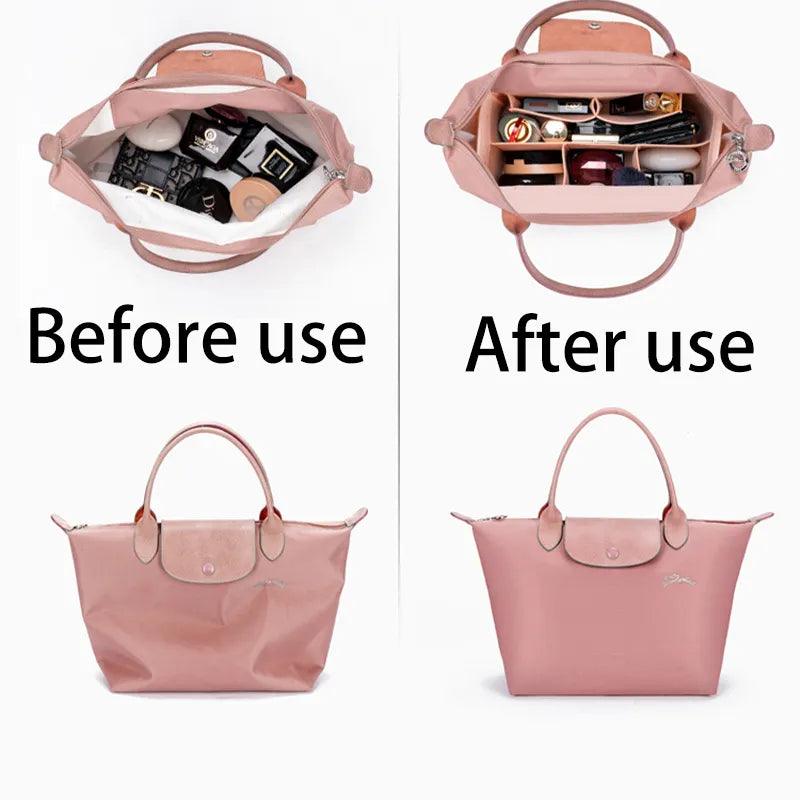 Makeup Organizer Felt Insert Bag for Women Handbag Travel Inner Purse Portable Cosmetic Bags fit Various Brand Bags - Ammpoure Wellbeing