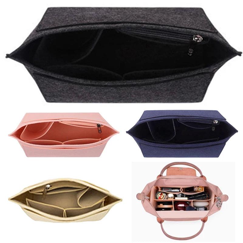 Makeup Organizer Felt Insert Bag for Women Handbag Travel Inner Purse Portable Cosmetic Bags fit Various Brand Bags - Ammpoure Wellbeing