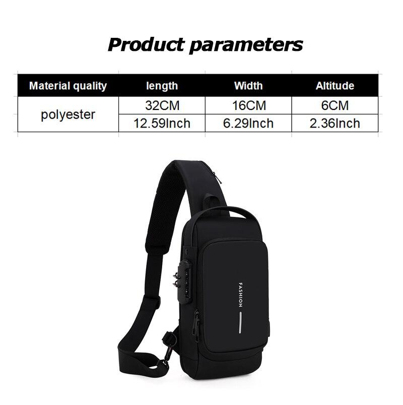 Men Multifunction Anti Theft USB Shoulder Bag Man Crossbody Cross Body Travel Sling Chest Bags Pack Messenger Pack - Ammpoure Wellbeing