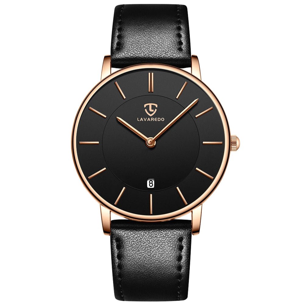 Mens Watches, Minimalist Fashion Simple Wrist Watch for Men Analog Date with Leather Strap - Ammpoure Wellbeing