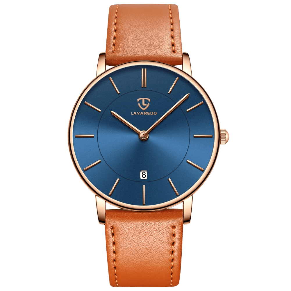 Mens Watches, Minimalist Fashion Simple Wrist Watch for Men Analog Date with Leather Strap - Ammpoure Wellbeing