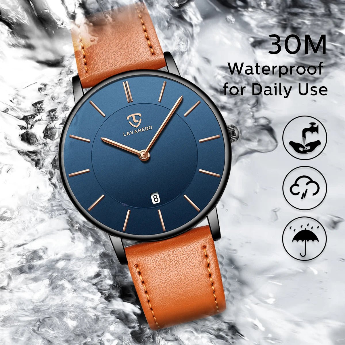 Mens Watches, Minimalist Fashion Simple Wrist Watch for Men Analog Date with Leather Strap - Ammpoure Wellbeing