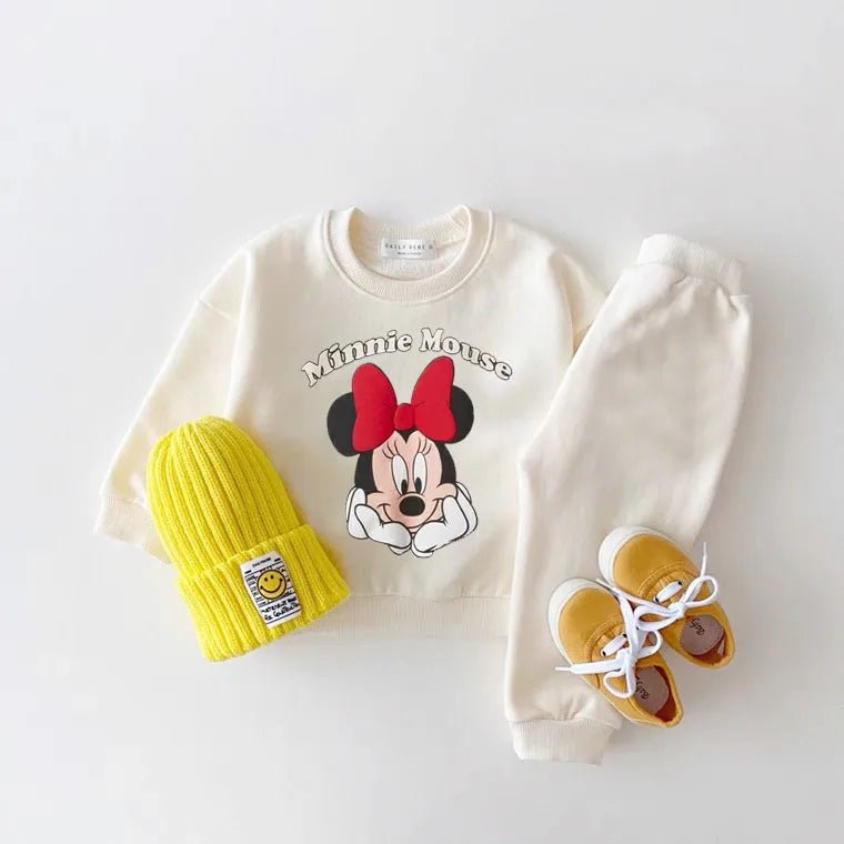 Mickey Mouse Printed Sweatshirts Sets Child New Style O - neck Hoodies +Trousers Baby Boys Casual Fashion Cartoon Gray Tracksuits - Ammpoure Wellbeing