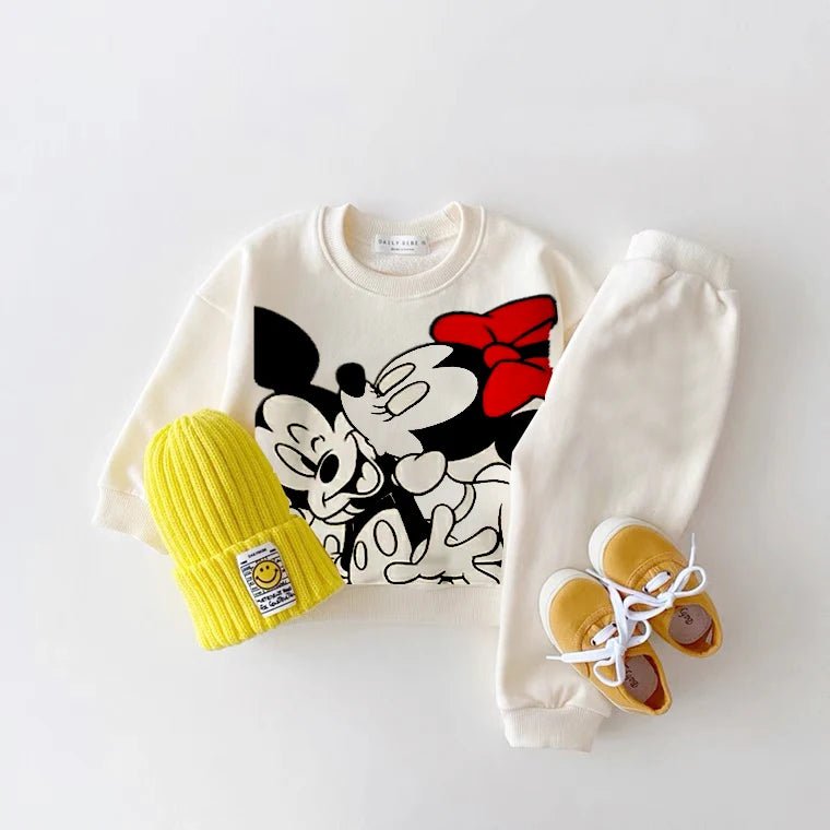 Mickey Mouse Printed Sweatshirts Sets Child New Style O - neck Hoodies +Trousers Baby Boys Casual Fashion Cartoon Gray Tracksuits - Ammpoure Wellbeing