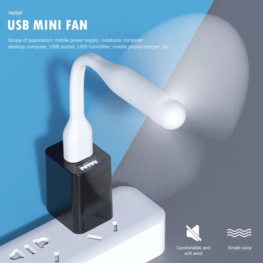 Mini USB Fan Flexible Bendable For Power Bank Laptop PC AC Charger Portable Hand For Computer Summer Gadget - Ammpoure Wellbeing