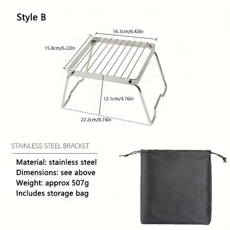 Multifunctional Folding Campfire Grill Portable Stainless Steel Camping Grill Grate Gas Stove Stand Outdoor Wood Stove Stand - Ammpoure Wellbeing