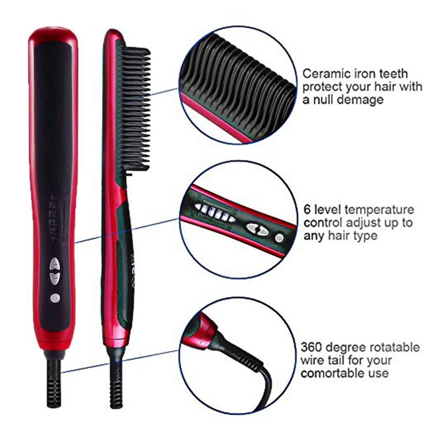 Multifunctional Hair Straightener Comb Anti - Scald Hair Straightening Brush Comb Fast Heating Hair Straightener - Ammpoure Wellbeing